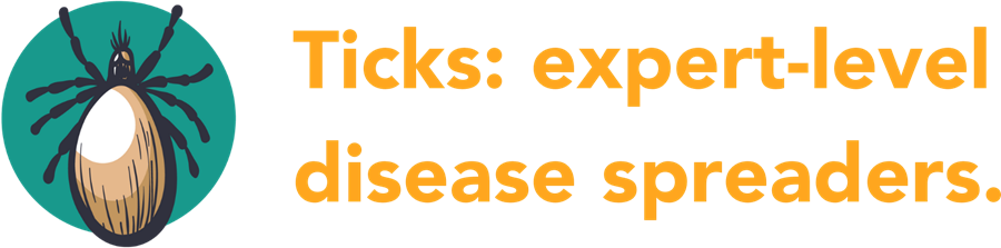 Icon w/tick and text: Ticks: expert-level disease spreaders.